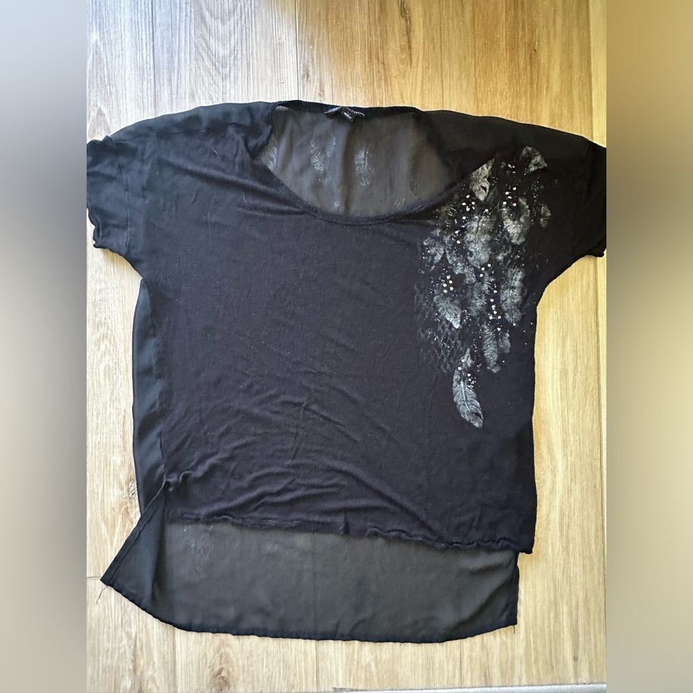 Rock & Republic Feather Print Blouse M